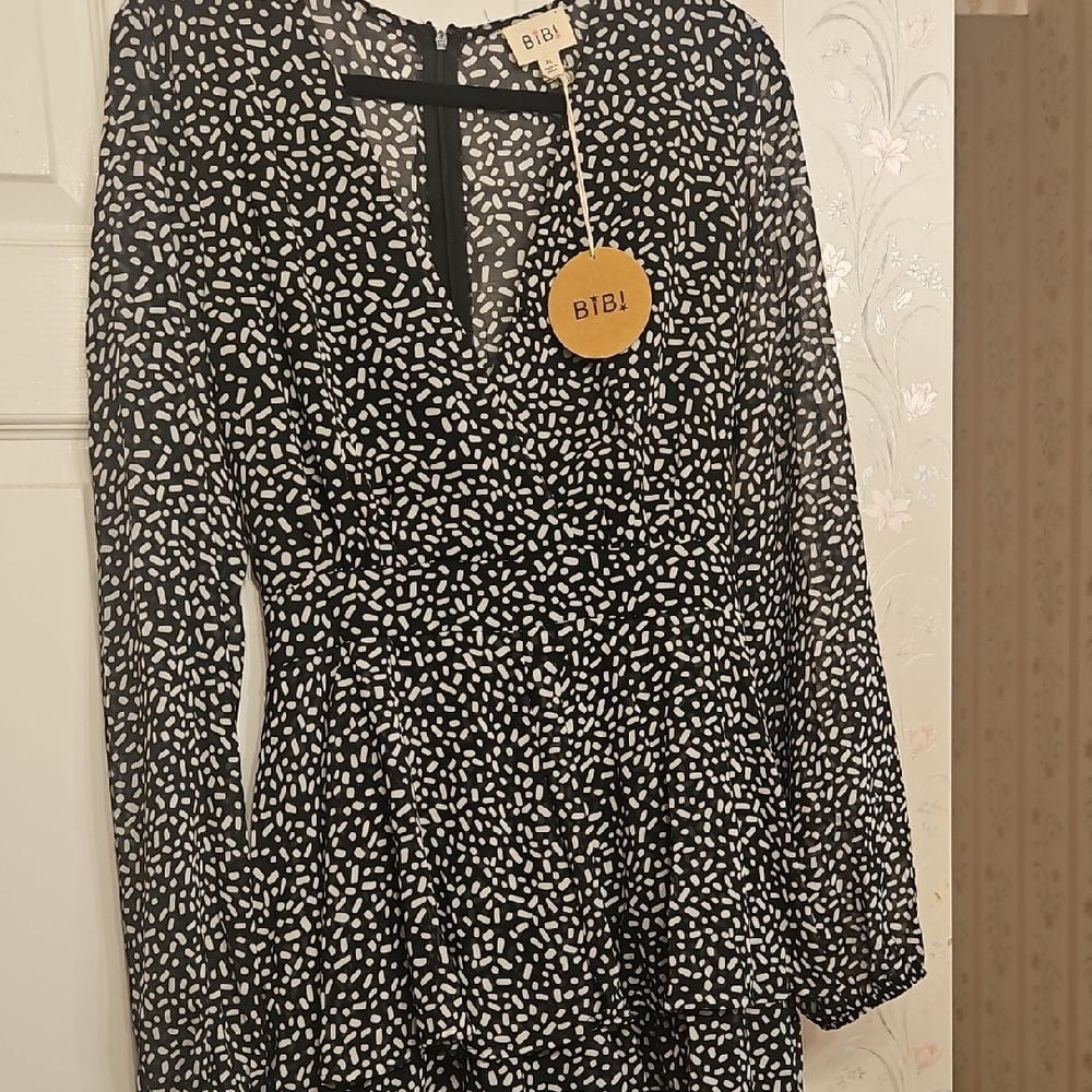 BIBI Black and White Patterned Dress